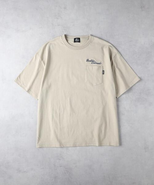 CAMP7(キャンプセブン)の「CAMP7(キャンプ7)ロゴ刺繍胸ポケットTシャツ(Tシャツ/カットソー・メンズ・サックスブルー/ブラック/ホワイト/ベージュ・M/L/XL)」の14枚目の写真