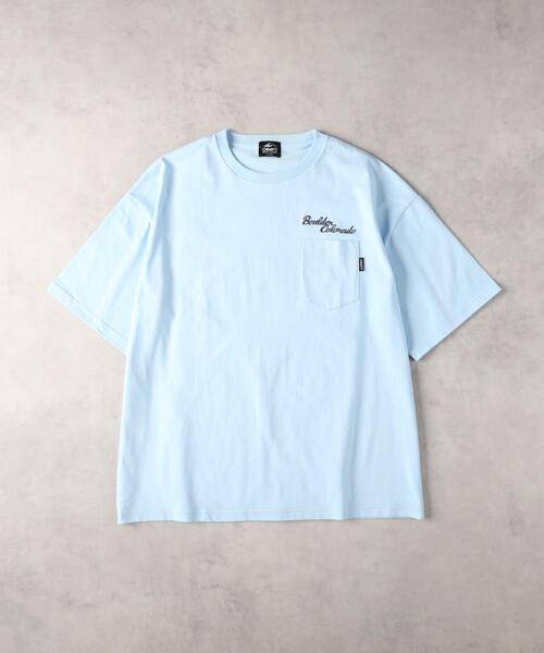 CAMP7(キャンプセブン)の「CAMP7(キャンプ7)ロゴ刺繍胸ポケットTシャツ(Tシャツ/カットソー・メンズ・サックスブルー/ブラック/ホワイト/ベージュ・M/L/XL)」の19枚目の写真