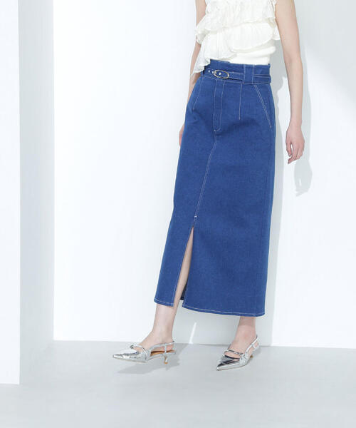 NATURAL BEAUTY BASIC（ナチュラルビューティーベーシック）の「◇ベルテッドデニムスカート（デニムスカート・レディース・ネイビー/ブルー・P/S/MEDIUM）」の10枚目の写真