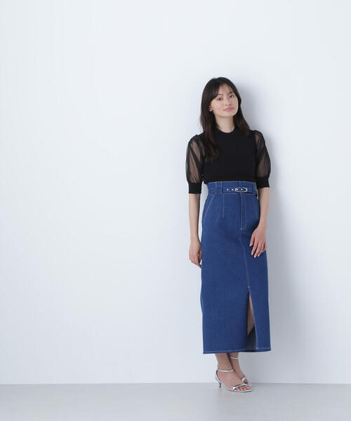 NATURAL BEAUTY BASIC（ナチュラルビューティーベーシック）の「◇ベルテッドデニムスカート（デニムスカート・レディース・ネイビー/ブルー・P/S/MEDIUM）」の11枚目の写真