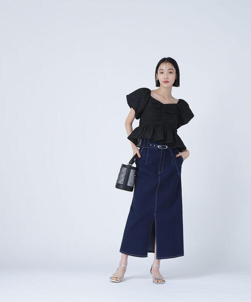 NATURAL BEAUTY BASIC（ナチュラルビューティーベーシック）の「◇ベルテッドデニムスカート（デニムスカート・レディース・ネイビー/ブルー・P/S/MEDIUM）」の13枚目の写真