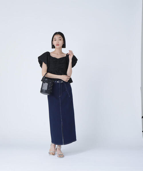 NATURAL BEAUTY BASIC（ナチュラルビューティーベーシック）の「◇ベルテッドデニムスカート（デニムスカート・レディース・ネイビー/ブルー・P/S/MEDIUM）」の14枚目の写真