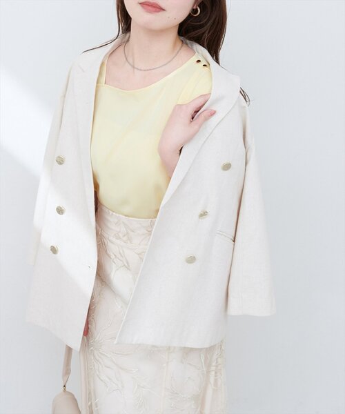 natural couture(ナチュラルクチュール)の「アシメネック金釦装飾ブラウス(シャツ/ブラウス・レディース・イエロー/アイボリー/サックスブルー/ピンク/ブラック・FREE)」の20枚目の写真