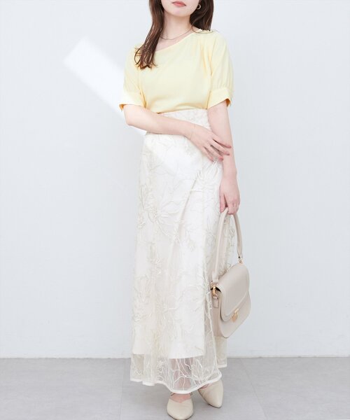 natural couture(ナチュラルクチュール)の「アシメネック金釦装飾ブラウス(シャツ/ブラウス・レディース・イエロー/アイボリー/サックスブルー/ピンク/ブラック・FREE)」の19枚目の写真