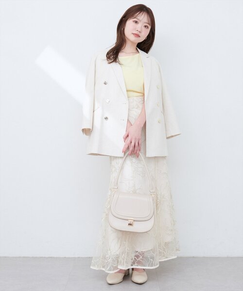 natural couture(ナチュラルクチュール)の「アシメネック金釦装飾ブラウス(シャツ/ブラウス・レディース・イエロー/アイボリー/サックスブルー/ピンク/ブラック・FREE)」の18枚目の写真