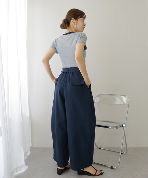 LAULEN（ローレン）の「belted ballon wide pants /ベルト付き タック バルーン ワイド パンツ（その他パンツ・レディース・ホワイト/ネイビー・M/S）」の10枚目の写真
