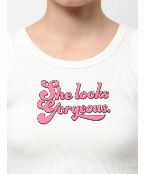 GYDA（ジェイダ）の「logo shadowアメスリテレコタンクトップ（タンクトップ・レディース・オフホワイト/ブラック・FREE）」の11枚目の写真