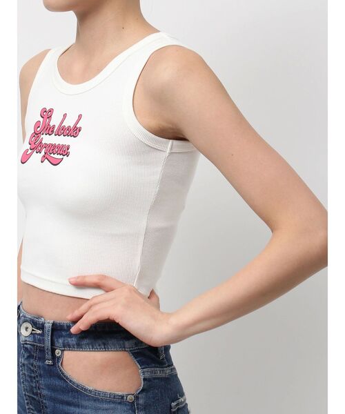 GYDA（ジェイダ）の「logo shadowアメスリテレコタンクトップ（タンクトップ・レディース・オフホワイト/ブラック・FREE）」の8枚目の写真