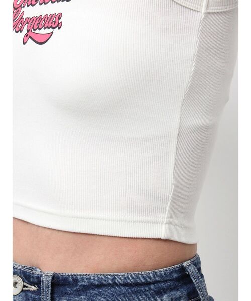 GYDA（ジェイダ）の「logo shadowアメスリテレコタンクトップ（タンクトップ・レディース・オフホワイト/ブラック・FREE）」の7枚目の写真