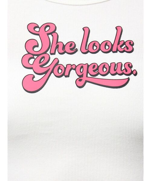 GYDA（ジェイダ）の「logo shadowアメスリテレコタンクトップ（タンクトップ・レディース・オフホワイト/ブラック・FREE）」の3枚目の写真