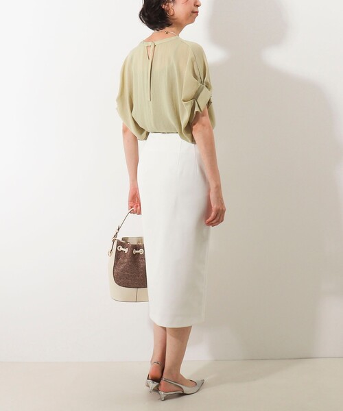 MICO COULIER（ミコクリエ）の「ポリワッシャーカルゼシャツ（シャツ/ブラウス・レディース・チャコールグレー/オフホワイト/ライトグリーン・38）」の10枚目の写真