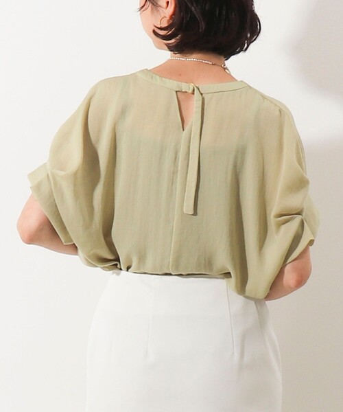 MICO COULIER（ミコクリエ）の「ポリワッシャーカルゼシャツ（シャツ/ブラウス・レディース・チャコールグレー/オフホワイト/ライトグリーン・38）」の11枚目の写真