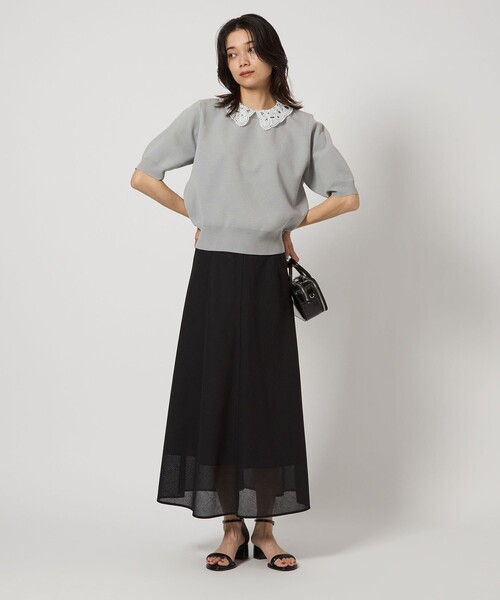 green label relaxing（グリーンレーベルリラクシング）の「襟レース 2WAY 5分袖 プルオーバー ニット  -ウォッシャブル-（ニット/セーター・レディース・ライトグレー/ネイビー/ベージュ・FREE）」の9枚目の写真