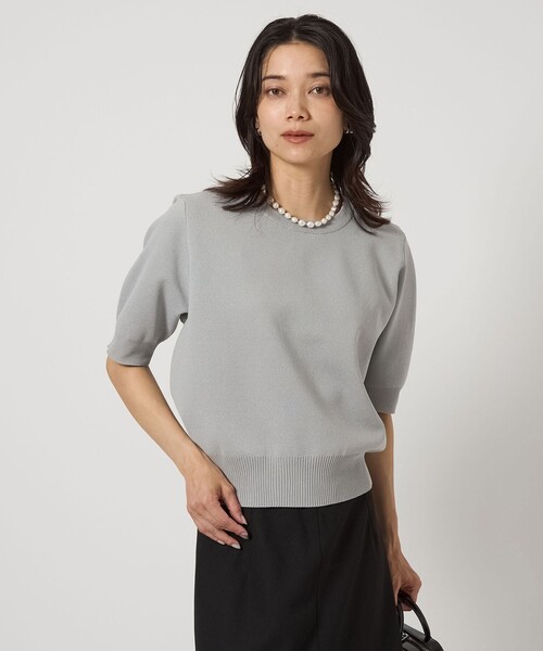 green label relaxing（グリーンレーベルリラクシング）の「襟レース 2WAY 5分袖 プルオーバー ニット  -ウォッシャブル-（ニット/セーター・レディース・ライトグレー/ネイビー/ベージュ・FREE）」の10枚目の写真