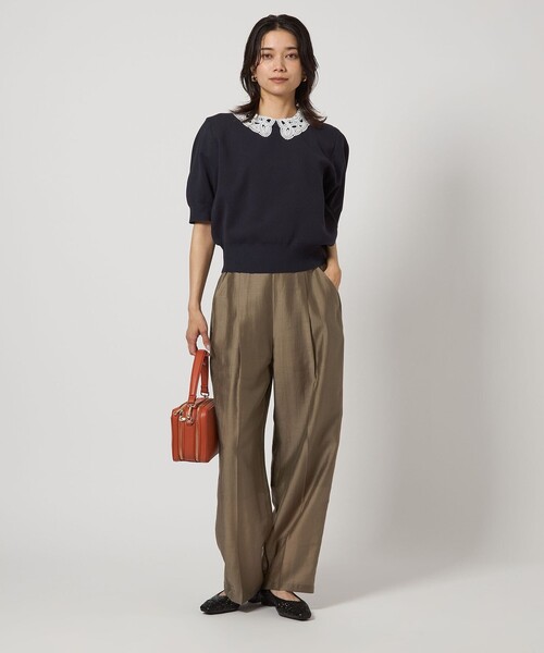 green label relaxing（グリーンレーベルリラクシング）の「襟レース 2WAY 5分袖 プルオーバー ニット  -ウォッシャブル-（ニット/セーター・レディース・ライトグレー/ネイビー/ベージュ・FREE）」の13枚目の写真