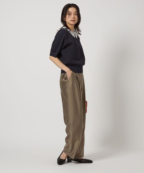 green label relaxing（グリーンレーベルリラクシング）の「襟レース 2WAY 5分袖 プルオーバー ニット  -ウォッシャブル-（ニット/セーター・レディース・ライトグレー/ネイビー/ベージュ・FREE）」の14枚目の写真