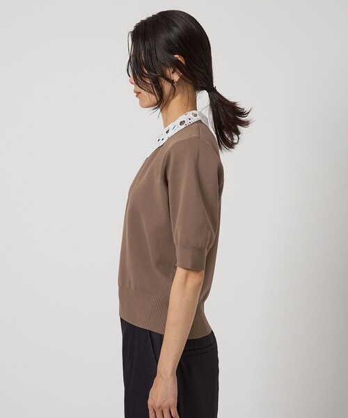 green label relaxing（グリーンレーベルリラクシング）の「襟レース 2WAY 5分袖 プルオーバー ニット  -ウォッシャブル-（ニット/セーター・レディース・ライトグレー/ネイビー/ベージュ・FREE）」の16枚目の写真