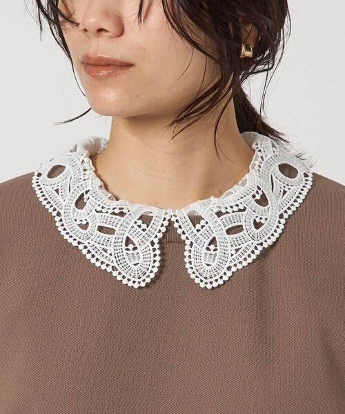 green label relaxing（グリーンレーベルリラクシング）の「襟レース 2WAY 5分袖 プルオーバー ニット  -ウォッシャブル-（ニット/セーター・レディース・ライトグレー/ネイビー/ベージュ・FREE）」の18枚目の写真