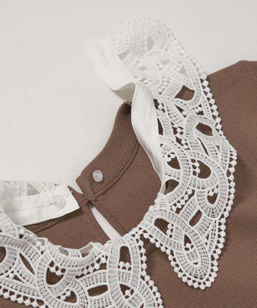 green label relaxing（グリーンレーベルリラクシング）の「襟レース 2WAY 5分袖 プルオーバー ニット  -ウォッシャブル-（ニット/セーター・レディース・ライトグレー/ネイビー/ベージュ・FREE）」の22枚目の写真