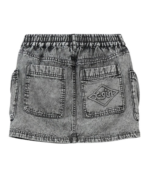 X-girl(エックスガール)の「DENIM EASY MINI SKIRT(デニムスカート・レディース・ブラック/ライトインディゴブルー・S/M)」の3枚目の写真