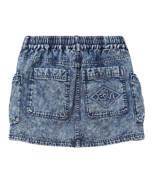 X-girl(エックスガール)の「DENIM EASY MINI SKIRT(デニムスカート・レディース・ブラック/ライトインディゴブルー・S/M)」の4枚目の写真