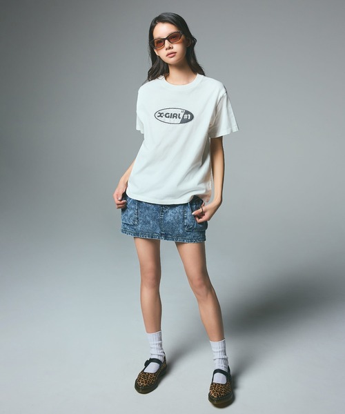 X-girl(エックスガール)の「DENIM EASY MINI SKIRT(デニムスカート・レディース・ブラック/ライトインディゴブルー・S/M)」の14枚目の写真