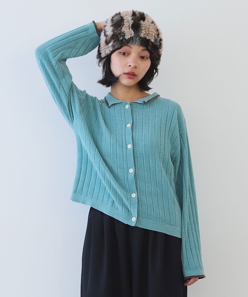 bulle de savon(ビュルデサボン)の「●moll yarn bicolor カーディガン(カーディガン/ボレロ・レディース・カーキ/ブルー/ベージュ・FREE)」の11枚目の写真