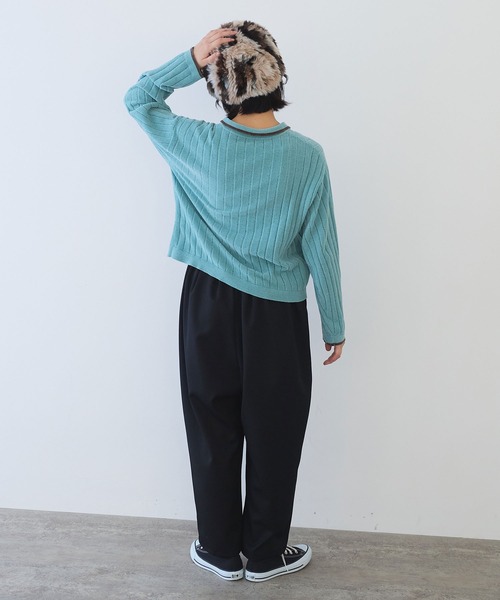 bulle de savon(ビュルデサボン)の「●moll yarn bicolor カーディガン(カーディガン/ボレロ・レディース・カーキ/ブルー/ベージュ・FREE)」の19枚目の写真