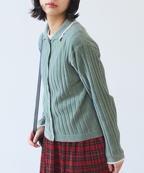 bulle de savon(ビュルデサボン)の「●moll yarn bicolor カーディガン(カーディガン/ボレロ・レディース・カーキ/ブルー/ベージュ・FREE)」の20枚目の写真