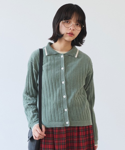 bulle de savon(ビュルデサボン)の「●moll yarn bicolor カーディガン(カーディガン/ボレロ・レディース・カーキ/ブルー/ベージュ・FREE)」の22枚目の写真