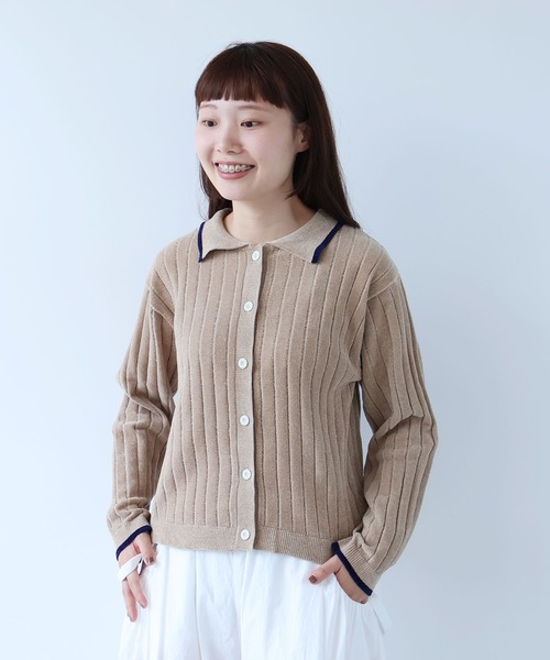 bulle de savon(ビュルデサボン)の「●moll yarn bicolor カーディガン(カーディガン/ボレロ・レディース・カーキ/ブルー/ベージュ・FREE)」の4枚目の写真