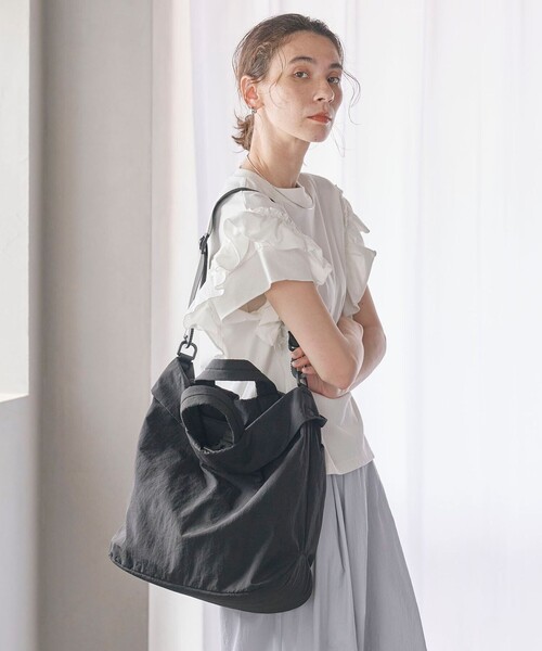 BEAUTY & YOUTH ブラックトートバッグ パーテーション ビッグ トートバッグ -2WAY-（トートバッグ