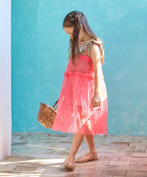 MARKEY'S（マーキーズ）の「チュールフリルワンピース（ワンピース・キッズ・ブラック/ホワイト/ピンク/ライトグリーン・S/M/L/LL）」の4枚目の写真