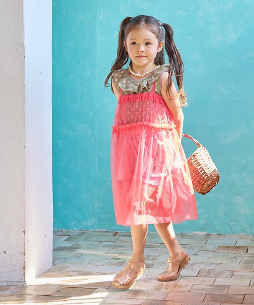 MARKEY'S（マーキーズ）の「チュールフリルワンピース（ワンピース・キッズ・ブラック/ホワイト/ピンク/ライトグリーン・S/M/L/LL）」の6枚目の写真