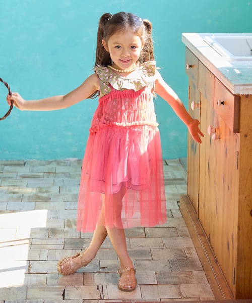 MARKEY'S（マーキーズ）の「チュールフリルワンピース（ワンピース・キッズ・ブラック/ホワイト/ピンク/ライトグリーン・S/M/L/LL）」の9枚目の写真