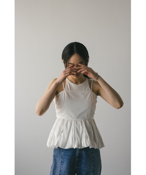 STYLEMIXER（スタイルミキサー）の「ペプラムキャミトップ（シャツ/ブラウス・レディース・ホワイト/ブラック/サックスブルー・SMALL/MEDIUM）」の7枚目の写真