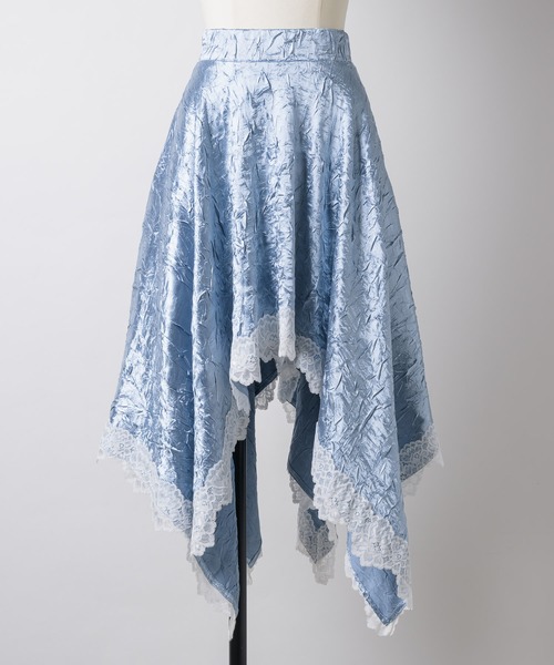 VIOLETTA（ヴィオレッタ）の「ワッシャーサテンハンカチーフヘムスカート（スカート・レディース・ブルー/ブラック/ライトグレー・M/S）」の18枚目の写真