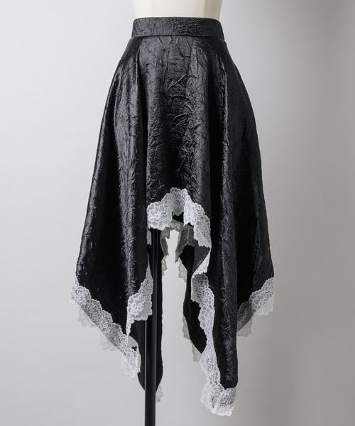 VIOLETTA（ヴィオレッタ）の「ワッシャーサテンハンカチーフヘムスカート（スカート・レディース・ブルー/ブラック/ライトグレー・M/S）」の16枚目の写真