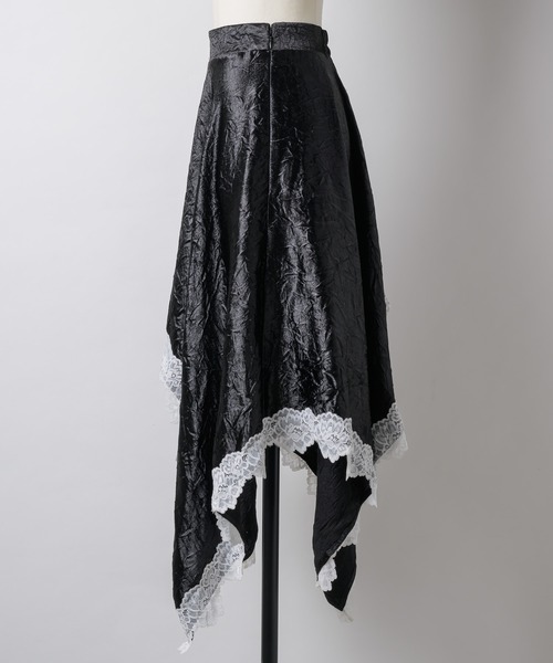 VIOLETTA（ヴィオレッタ）の「ワッシャーサテンハンカチーフヘムスカート（スカート・レディース・ブルー/ブラック/ライトグレー・M/S）」の19枚目の写真