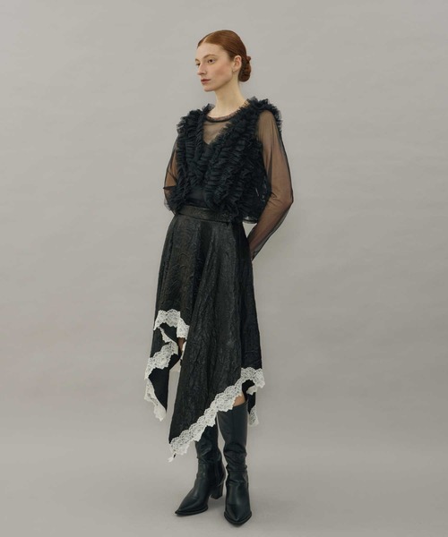 VIOLETTA（ヴィオレッタ）の「ワッシャーサテンハンカチーフヘムスカート（スカート・レディース・ブルー/ブラック/ライトグレー・M/S）」の5枚目の写真