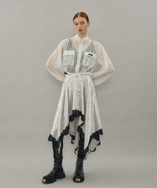 VIOLETTA（ヴィオレッタ）の「ワッシャーサテンハンカチーフヘムスカート（スカート・レディース・ブルー/ブラック/ライトグレー・M/S）」の8枚目の写真