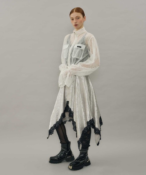 VIOLETTA（ヴィオレッタ）の「ワッシャーサテンハンカチーフヘムスカート（スカート・レディース・ブルー/ブラック/ライトグレー・M/S）」の11枚目の写真