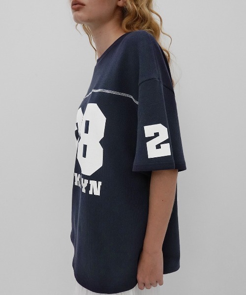 tシャツ 「MADE」 ブルックプリンティングワッフル半袖T レディース メンズ セール】[MADE] ブルックプリンティングワッフル半袖T（Tシャツ