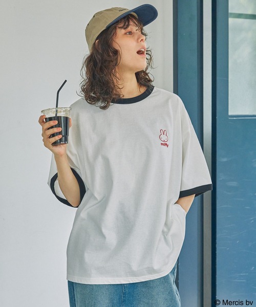 Miffy（ ミッフィー）の「【miffy】別注 ミッフィー アソート グラフィックプリントオーバーサイズリンガー半袖Tシャツ（Tシャツ/カットソー・レディース・ブラック/チャコール/スミクロ・FREE）」の6枚目の写真