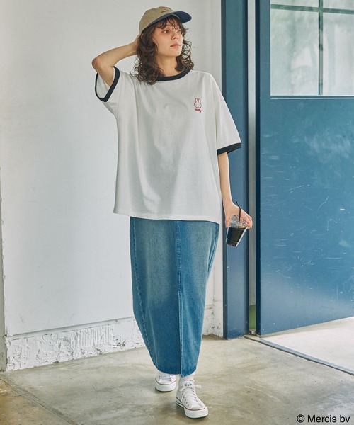 Miffy（ ミッフィー）の「【miffy】別注 ミッフィー アソート グラフィックプリントオーバーサイズリンガー半袖Tシャツ（Tシャツ/カットソー・レディース・ブラック/チャコール/スミクロ・FREE）」の15枚目の写真