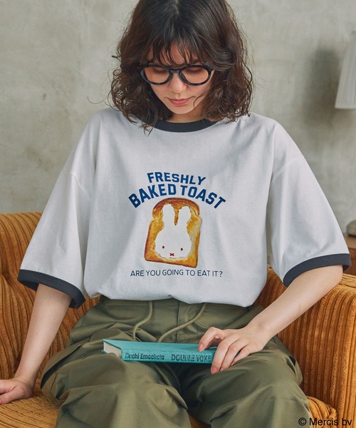 Miffy（ ミッフィー）の「【miffy】別注 ミッフィー アソート グラフィックプリントオーバーサイズリンガー半袖Tシャツ（Tシャツ/カットソー・レディース・ブラック/チャコール/スミクロ・FREE）」の19枚目の写真