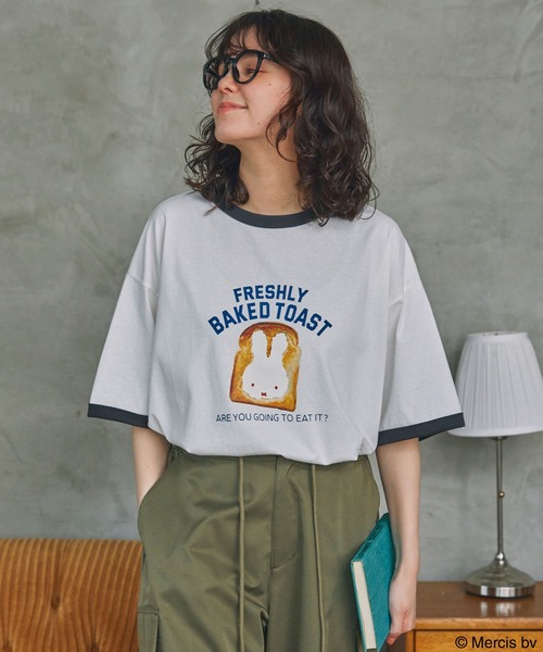 Miffy（ ミッフィー）の「【miffy】別注 ミッフィー アソート グラフィックプリントオーバーサイズリンガー半袖Tシャツ（Tシャツ/カットソー・レディース・ブラック/チャコール/スミクロ・FREE）」の20枚目の写真