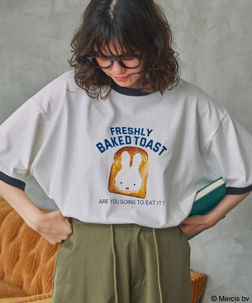 Miffy（ ミッフィー）の「【miffy】別注 ミッフィー アソート グラフィックプリントオーバーサイズリンガー半袖Tシャツ（Tシャツ/カットソー・レディース・ブラック/チャコール/スミクロ・FREE）」の21枚目の写真