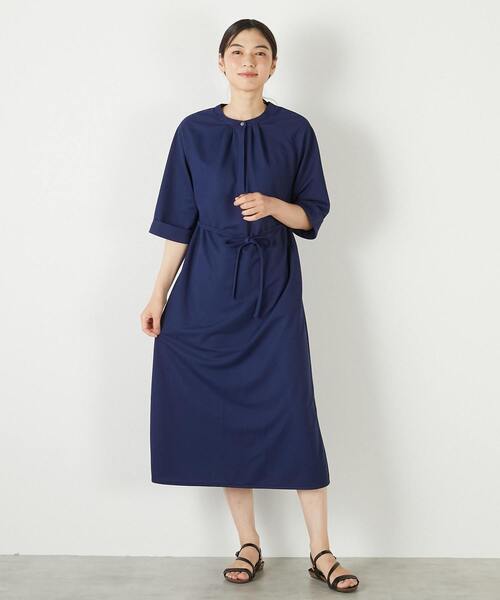 MELROSE claire（メルローズ クレール）の「【ナノキャラメルベルテッドカットワンピース】（ワンピース・レディース・ベージュ/ネイビー/カーキ・FREE）」の3枚目の写真