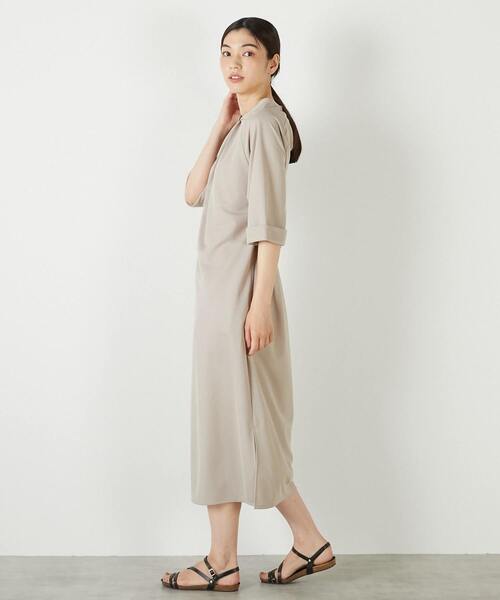 MELROSE claire（メルローズ クレール）の「【ナノキャラメルベルテッドカットワンピース】（ワンピース・レディース・ベージュ/ネイビー/カーキ・FREE）」の5枚目の写真
